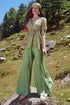 Fern Green Peplum With Green Geometric Print Palazzo.